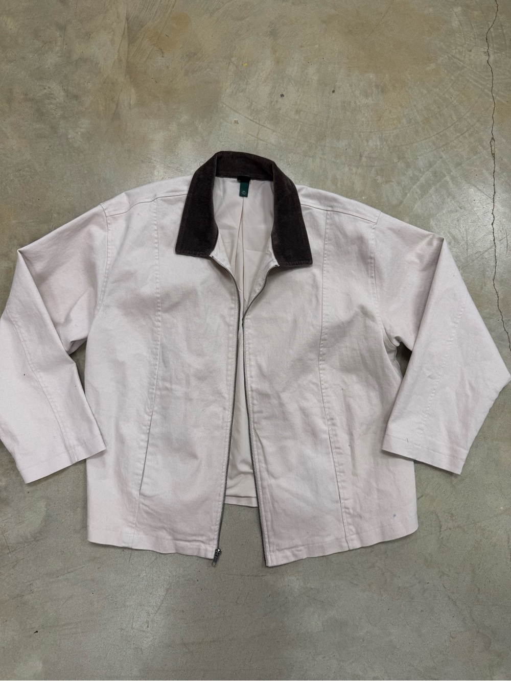 Women’s Y2K Utility Jacket Canvas Corduroy Collar Zip Front Workwear